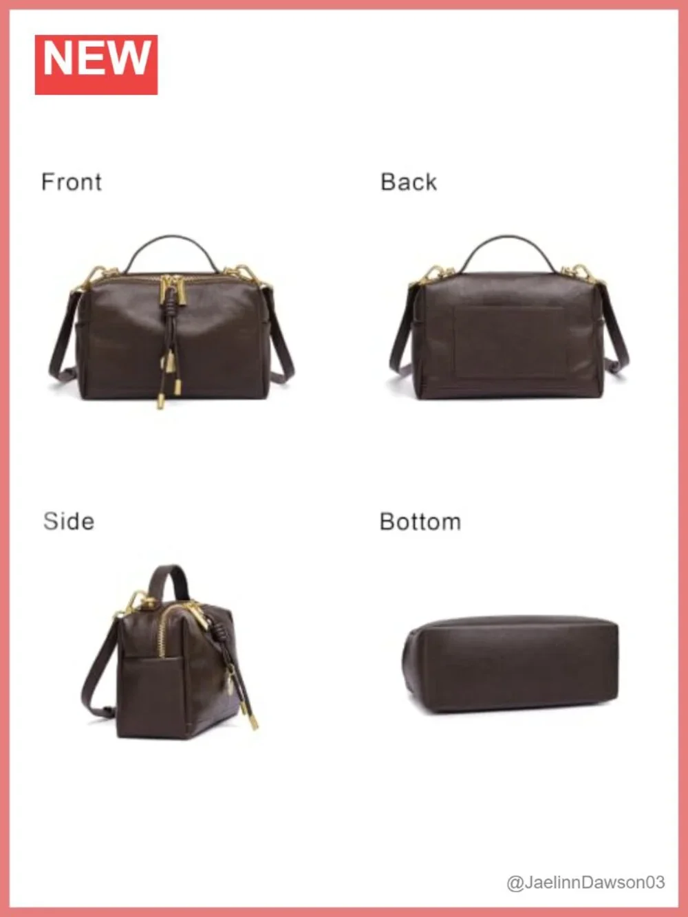 Genuine Leather Small Top Handle Satchel Crossbody Purse Adjustable Strap